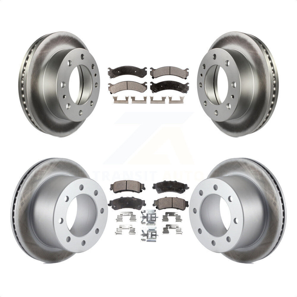 Front Rear Coated Disc Brake Rotors And Semi-Metallic Pads Kit For 2001-2001 Chevrolet Silverado 3500 GMC Sierra KGF-100569 by Transit Auto