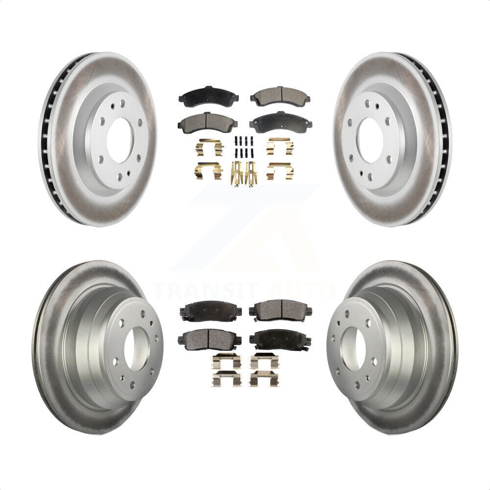 Front Rear Coated Disc Brake Rotors And Semi-Metallic Pads Kit For Chevrolet Trailblazer GMC Envoy Buick Rainier Oldsmobile Bravada Isuzu Ascender KGF-100571 by Transit Auto