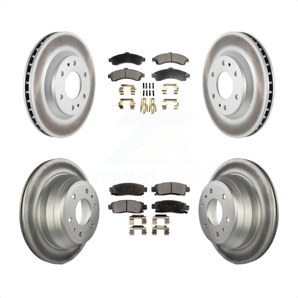 Front Rear Coated Disc Brake Rotors And Semi-Metallic Pads Kit For Chevrolet Trailblazer GMC Envoy Buick Rainier Oldsmobile Bravada Isuzu Ascender KGF-100571 by Transit Auto