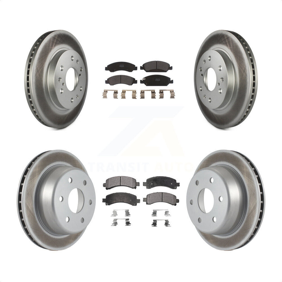 Front Rear Coated Disc Brake Rotors And Semi-Metallic Pads Kit For 2009-2014 Chevrolet Express 1500 GMC Savana KGF-100590 by Transit Auto