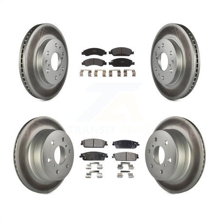 Front Rear Coated Disc Brake Rotors And Semi-Metallic Pads Kit For Chevrolet Silverado 1500 GMC Sierra Tahoe Suburban Yukon Cadillac XL Avalanche Escalade ESV EXT KGF-100591 by Transit Auto