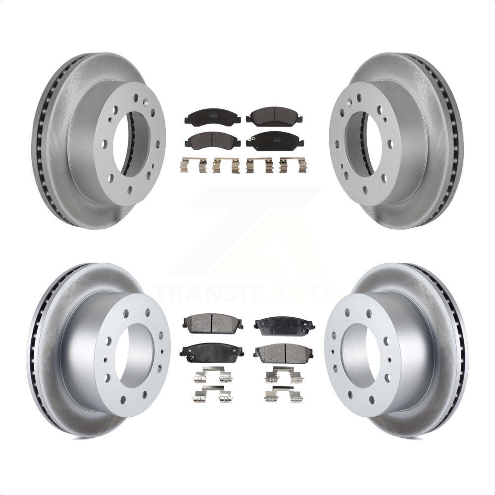 Front Rear Coated Disc Brake Rotors And Semi-Metallic Pads Kit For 2011 Chevrolet Silverado 1500 Hybrid KGF-100619 by Transit Auto