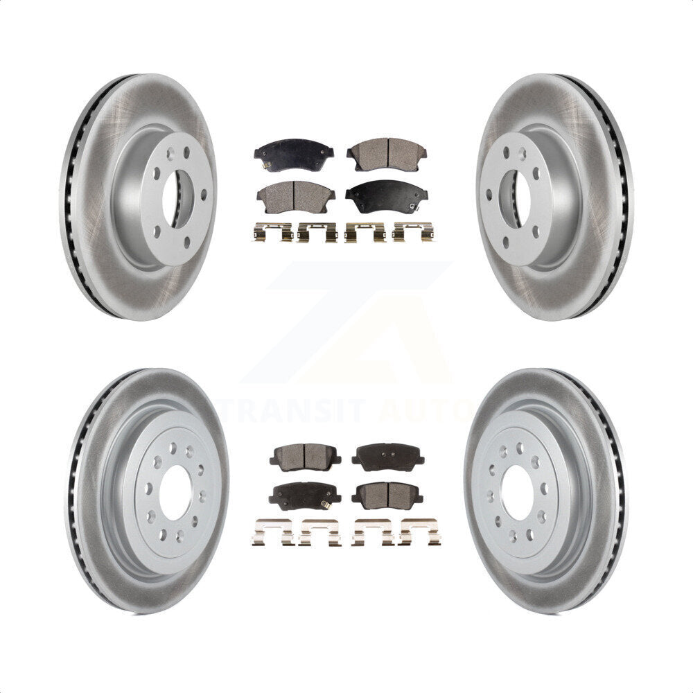 Front Rear Coated Disc Brake Rotors And Semi-Metallic Pads Kit For 2013-2015 Cadillac ATS With 300mm Diameter Rotor KGF-100624 by Transit Auto