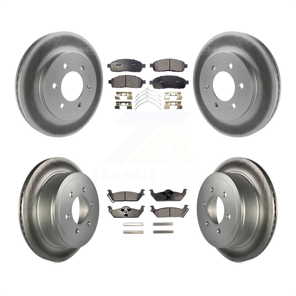 Front Rear Coated Disc Brake Rotors And Semi-Metallic Pads Kit For Ford F-150 Lincoln Mark LT 4WD KGF-100638 by Transit Auto