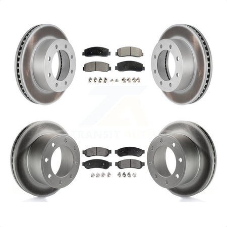 Front Rear Coated Disc Brake Rotors And Semi-Metallic Pads Kit For 2008-2009 Ford F-250 Super Duty 4WD KGF-100643 by Transit Auto