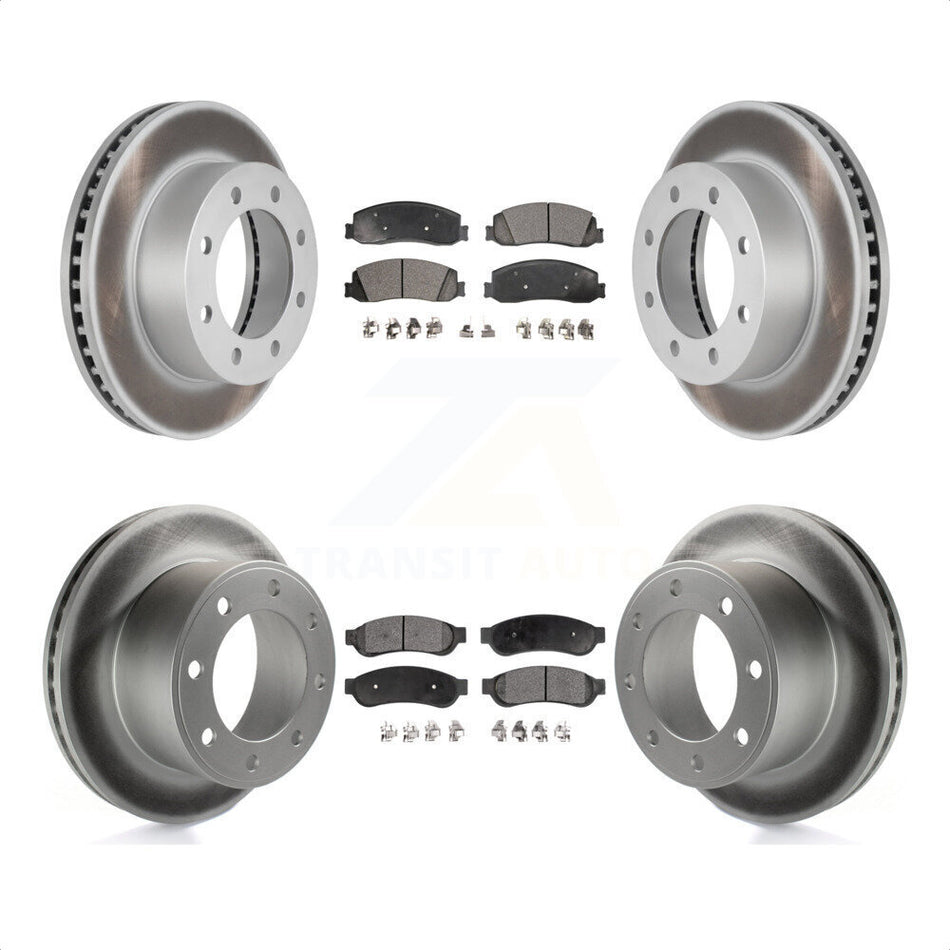 Front Rear Coated Disc Brake Rotors And Semi-Metallic Pads Kit For Ford F-250 Super Duty F-350 4WD KGF-100645 by Transit Auto