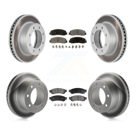 Front Rear Coated Disc Brake Rotors And Semi-Metallic Pads Kit For Ford F-250 Super Duty F-350 With Single Wheels 4WD KGF-100646 by Transit Auto