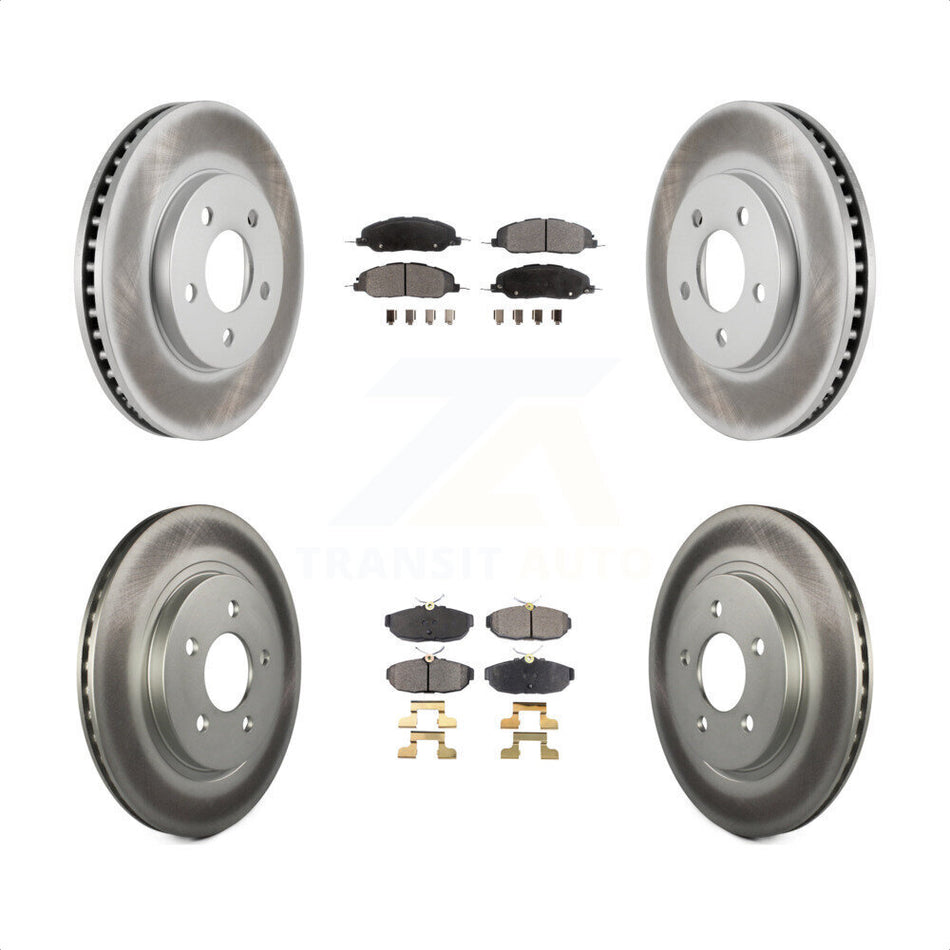 Front Rear Coated Disc Brake Rotors And Semi-Metallic Pads Kit For 2005-2010 Ford Mustang Base KGF-100651 by Transit Auto