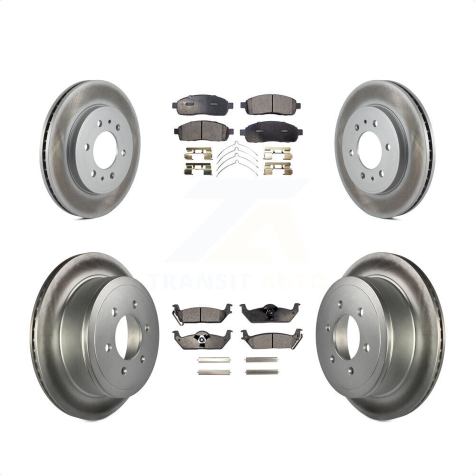 Front Rear Coated Disc Brake Rotors And Semi-Metallic Pads Kit For 2009 Ford F-150 With 6 Lug Wheels KGF-100667 by Transit Auto