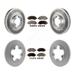 Front Rear Coated Disc Brake Rotors And Semi-Metallic Pads Kit For 2015-2019 Ford Transit-250 Transit-350 Transit-150 With 5 Lug Wheels Without 4600 Lb Axle KGF-100686