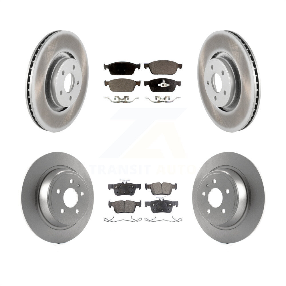 Front Rear Coated Disc Brake Rotors And Semi-Metallic Pads Kit For Lincoln MKC KGF-100689 by Transit Auto