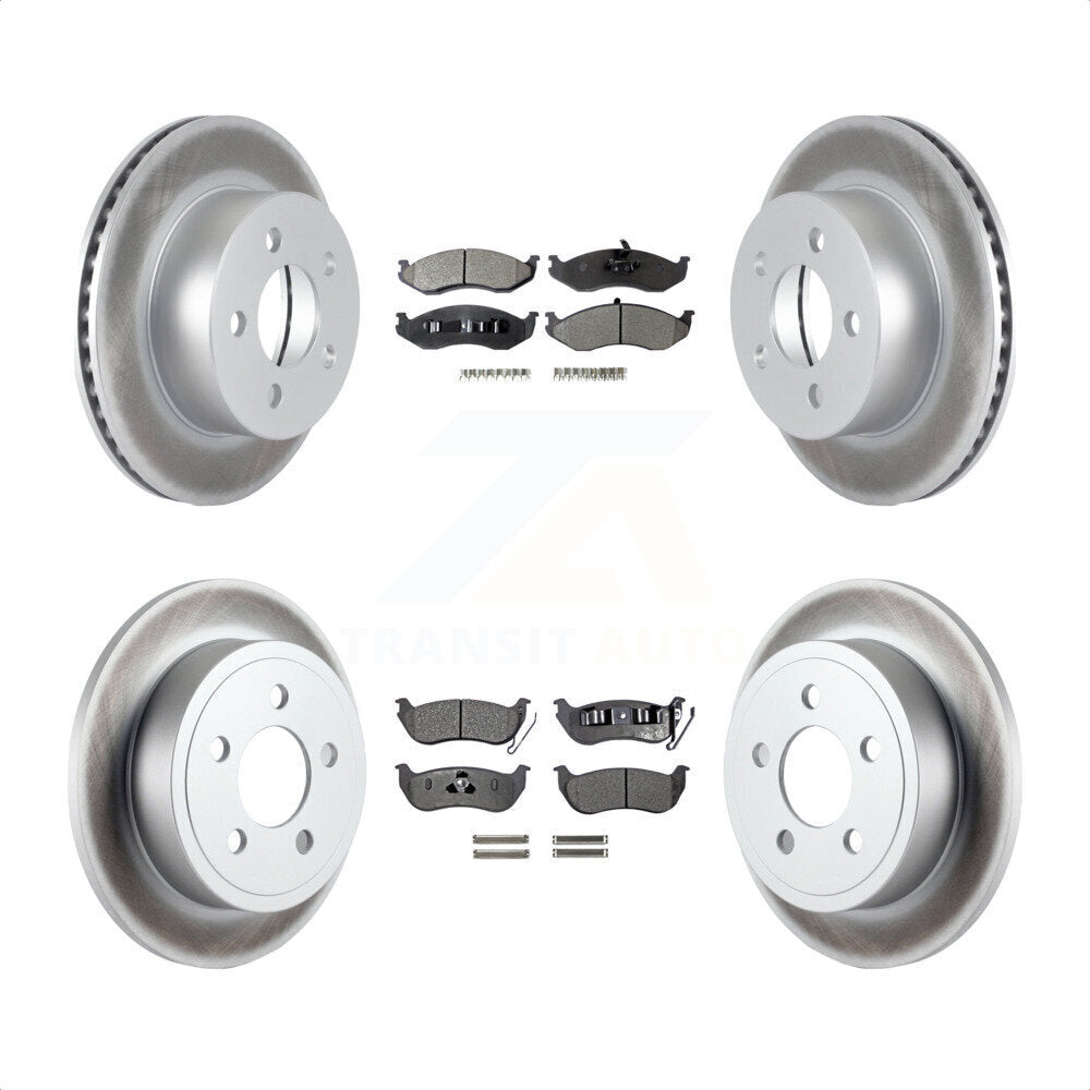 Front Rear Coated Disc Brake Rotors And Semi-Metallic Pads Kit For Jeep Wrangler TJ rear brakes KGF-100698 by Transit Auto