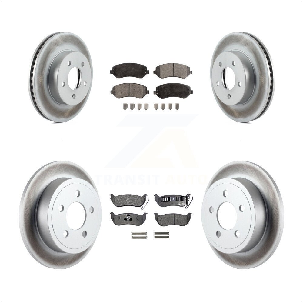 Front Rear Coated Disc Brake Rotors And Semi-Metallic Pads Kit For 2003-2007 Jeep Liberty KGF-100700 by Transit Auto