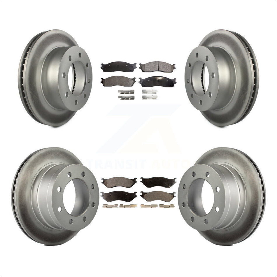 Front Rear Coated Disc Brake Rotors And Semi-Metallic Pads Kit For Dodge Ram 2500 1500 3500 KGF-100708 by Transit Auto