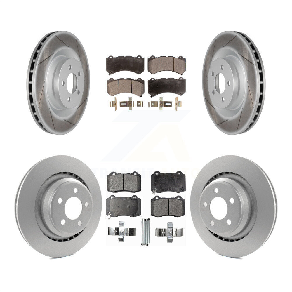 Front Rear Coated Disc Brake Rotors And Semi-Metallic Pads Kit For Dodge Challenger Charger KGF-100738 by Transit Auto