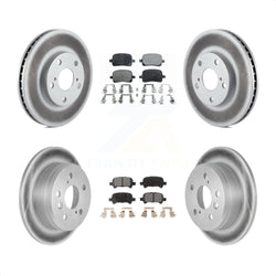 Front Rear Coated Disc Brake Rotors And Semi-Metallic Pads Kit For Toyota Camry Solara KGF-100755