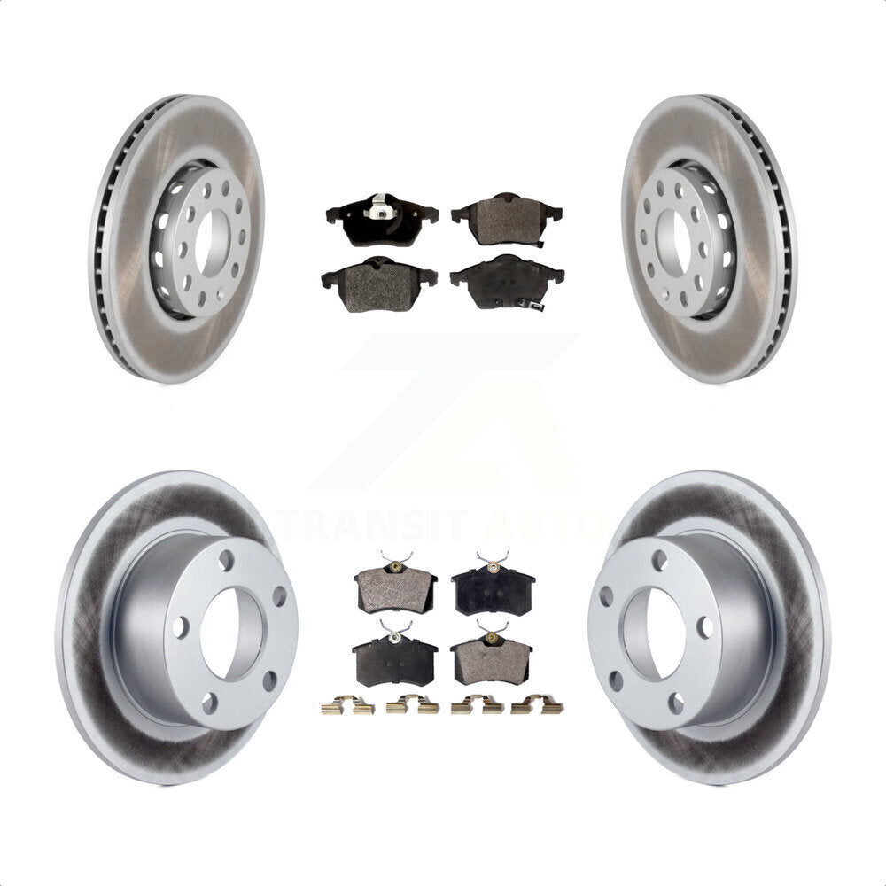 Front Rear Coated Disc Brake Rotors And Semi-Metallic Pads Kit For 1999 Volkswagen Passat FWD From Chassis VIN #3BX124708 KGF-100762 by Transit Auto