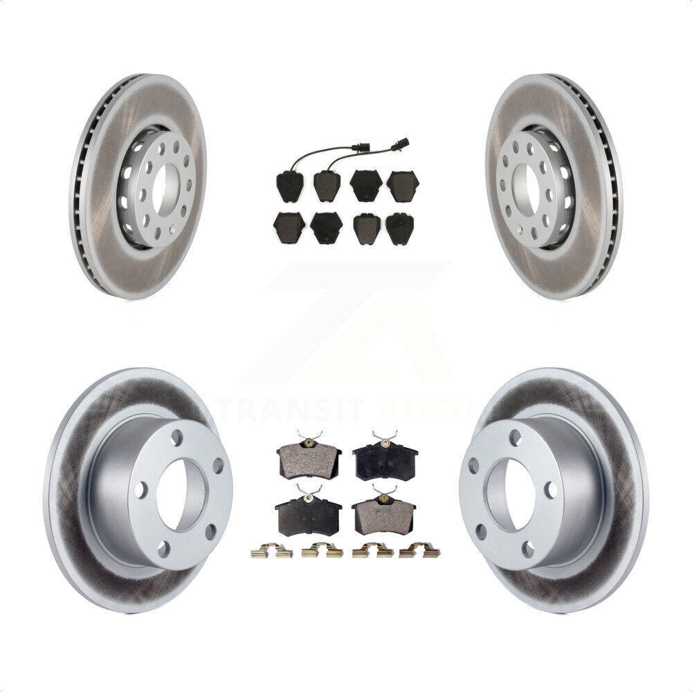 Front Rear Coated Disc Brake Rotors And Semi-Metallic Pads Kit For 2002 Volkswagen Passat FWD With Dual Piston Caliper KGF-100771 by Transit Auto