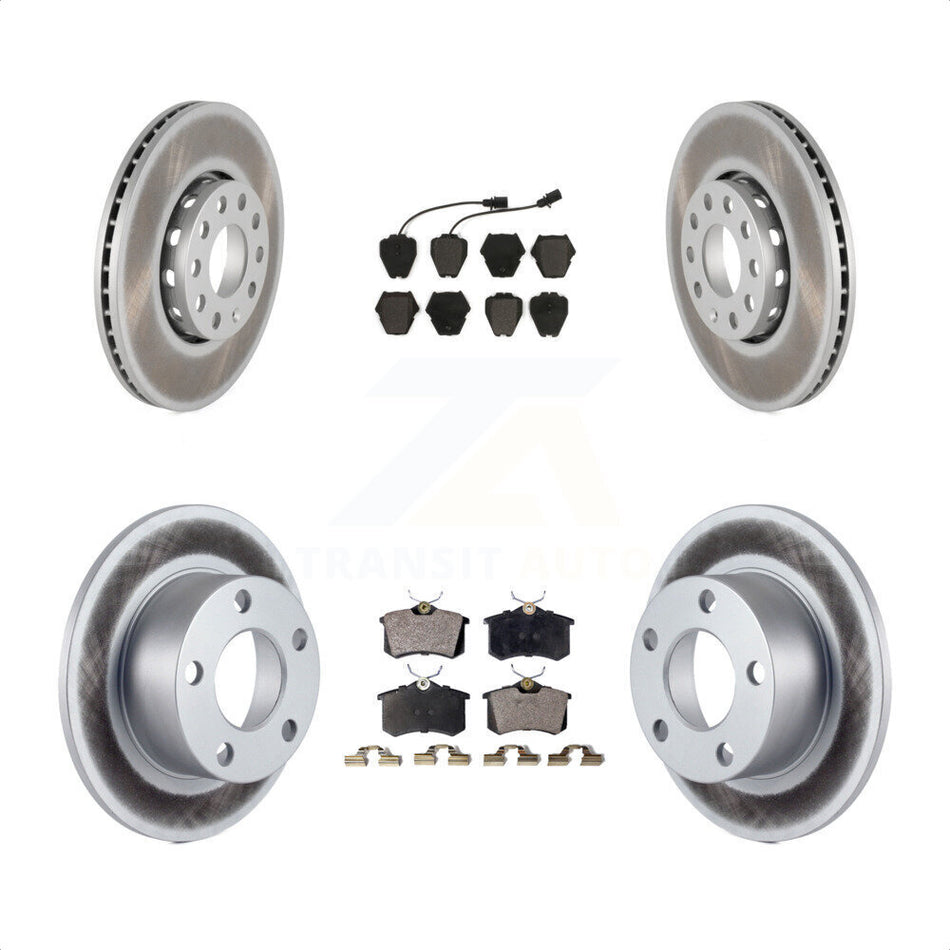 Front Rear Coated Disc Brake Rotors And Semi-Metallic Pads Kit For 2002 Volkswagen Passat FWD With Dual Piston Caliper KGF-100771 by Transit Auto