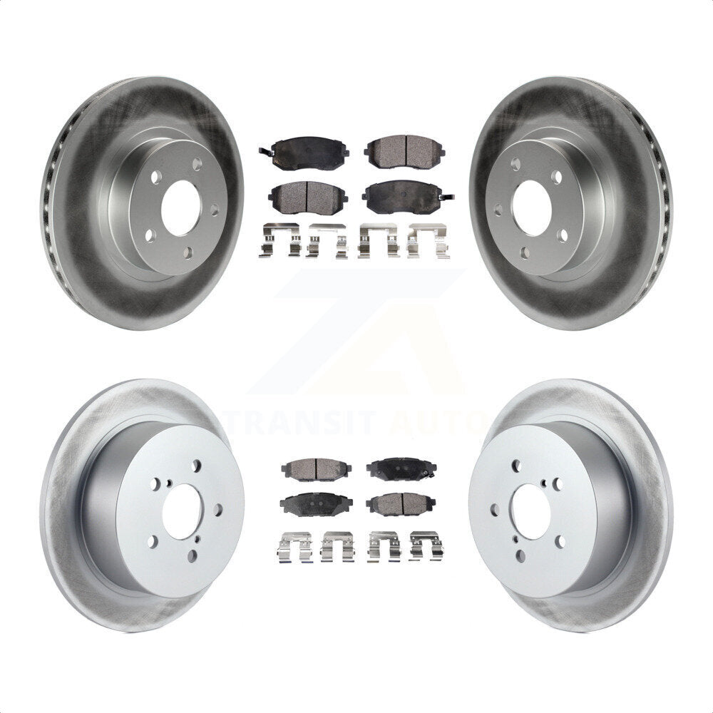 Front Rear Coated Disc Brake Rotors And Semi-Metallic Pads Kit For 2005 Subaru Legacy i Limited With 277mm Diameter Rotor KGF-100780 by Transit Auto