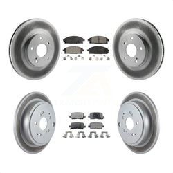 Front Rear Coated Disc Brake Rotors And Semi-Metallic Pads Kit For 2003-2006 Acura MDX KGF-100807