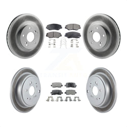 Front Rear Coated Disc Brake Rotors And Semi-Metallic Pads Kit For 2003-2008 Honda Pilot KGF-100808