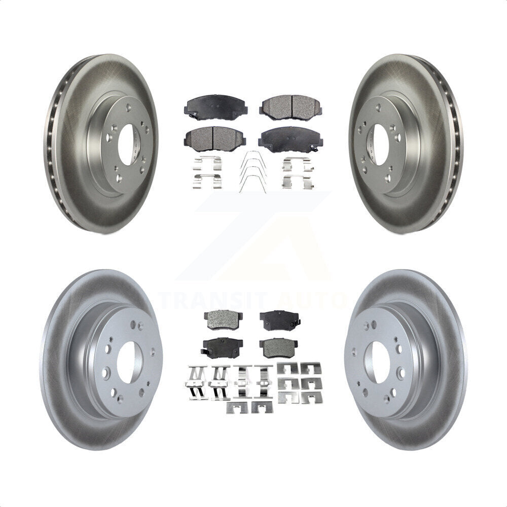 Front Rear Coated Disc Brake Rotors And Semi-Metallic Pads Kit For 2002-2004 Honda CR-V KGF-100827 by Transit Auto