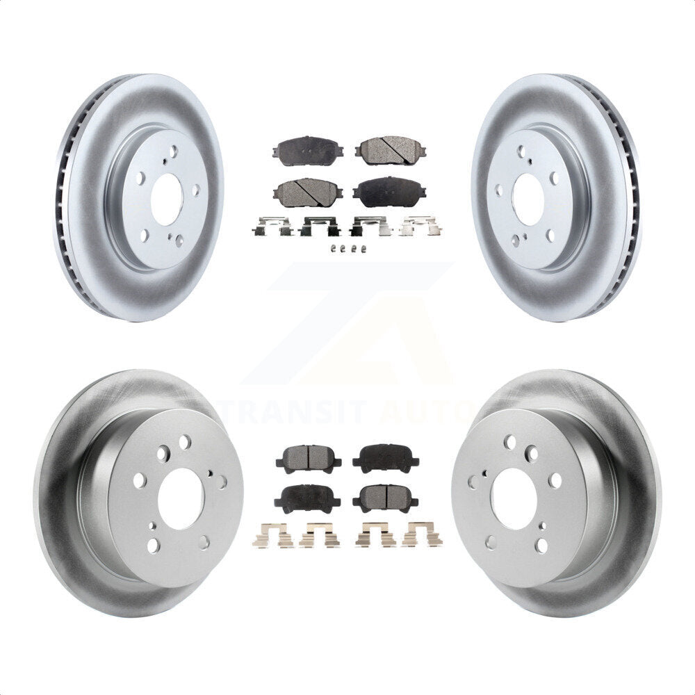 Front Rear Coated Disc Brake Rotors And Semi-Metallic Pads Kit For Toyota Camry Avalon Solara KGF-100830 by Transit Auto