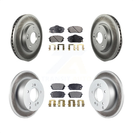 Front Rear Coated Disc Brake Rotors And Semi-Metallic Pads Kit For 2010-2012 Kia Rondo KGF-100833 by Transit Auto