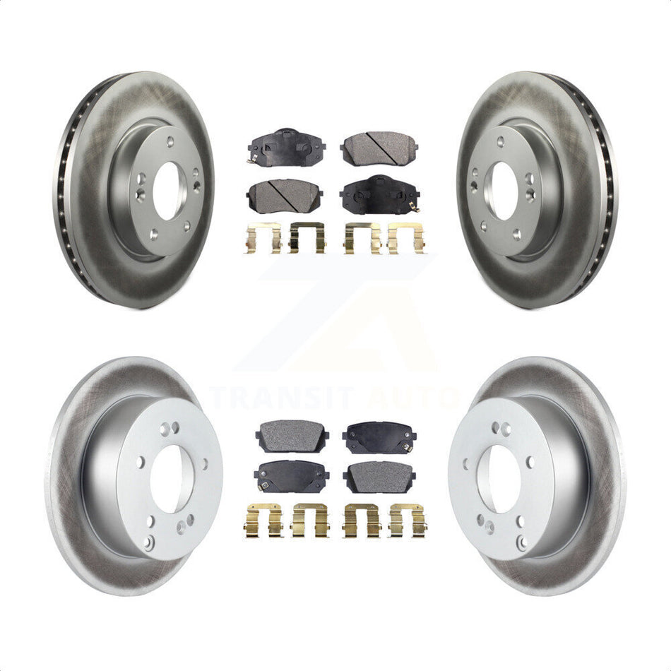 Front Rear Coated Disc Brake Rotors And Semi-Metallic Pads Kit For 2010-2012 Kia Rondo KGF-100833 by Transit Auto