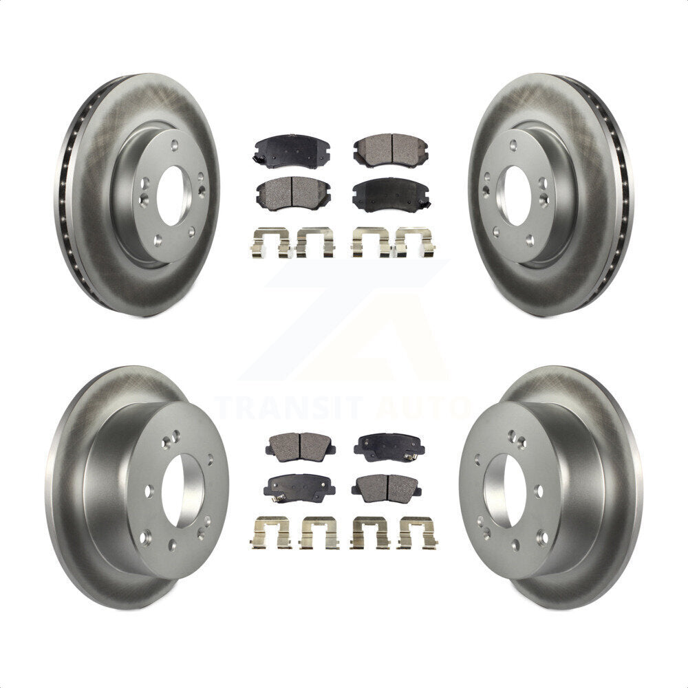 Front Rear Coated Disc Brake Rotors And Semi-Metallic Pads Kit For 2012-2013 Kia Soul KGF-100840 by Transit Auto