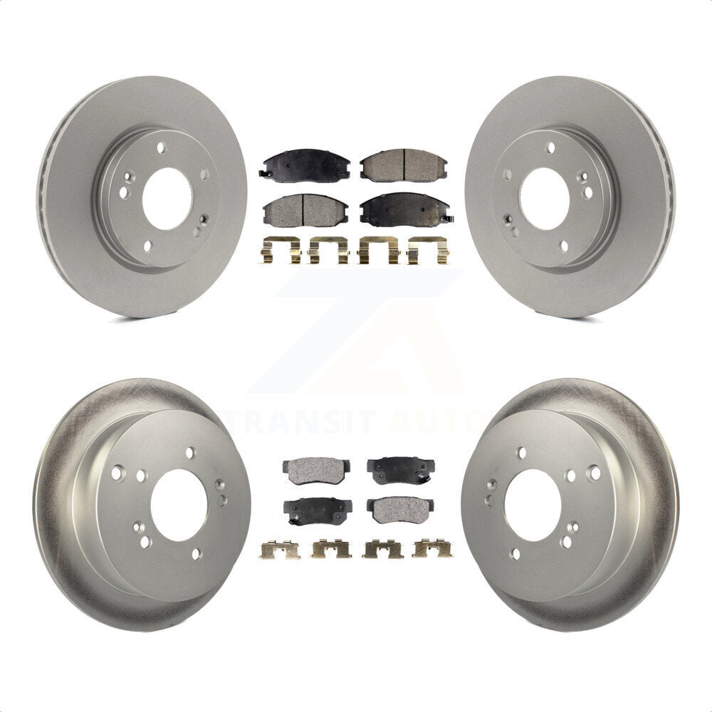 Front Rear Coated Disc Brake Rotors And Semi-Metallic Pads Kit For 2001-2006 Hyundai Santa Fe With 276mm Diameter Rotor KGF-100841 by Transit Auto