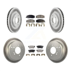 Front Rear Coated Disc Brake Rotors And Semi-Metallic Pads Kit For 2001-2006 Hyundai Santa Fe With 294mm Diameter Rotor KGF-100842