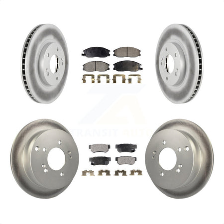 Front Rear Coated Disc Brake Rotors And Semi-Metallic Pads Kit For 2001-2006 Hyundai Santa Fe With 294mm Diameter Rotor KGF-100842 by Transit Auto