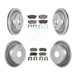 Front Rear Coated Disc Brake Rotors And Semi-Metallic Pads Kit For 2006 Hyundai Accent Hatchback KGF-100866