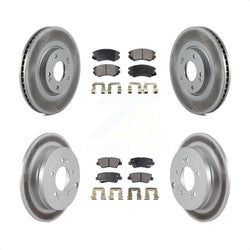 Front Rear Coated Disc Brake Rotors And Semi-Metallic Pads Kit For 2007-2009 Kia Amanti KGF-100873