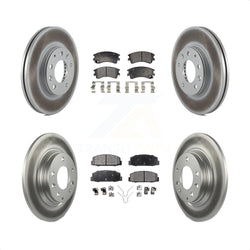 Front Rear Coated Disc Brake Rotors And Semi-Metallic Pads Kit For 2003-2005 Mazda 6 KGF-100879