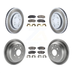 Front Rear Coated Disc Brake Rotors And Semi-Metallic Pads Kit For 2005-2010 Honda Odyssey KGF-100880