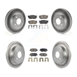Front Rear Coated Disc Brake Rotors And Semi-Metallic Pads Kit For 2011 Hyundai Accent KGF-100928