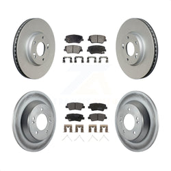 Front Rear Coated Disc Brake Rotors And Semi-Metallic Pads Kit For 2014-2017 Kia Rondo With Electric Parking KGF-100940