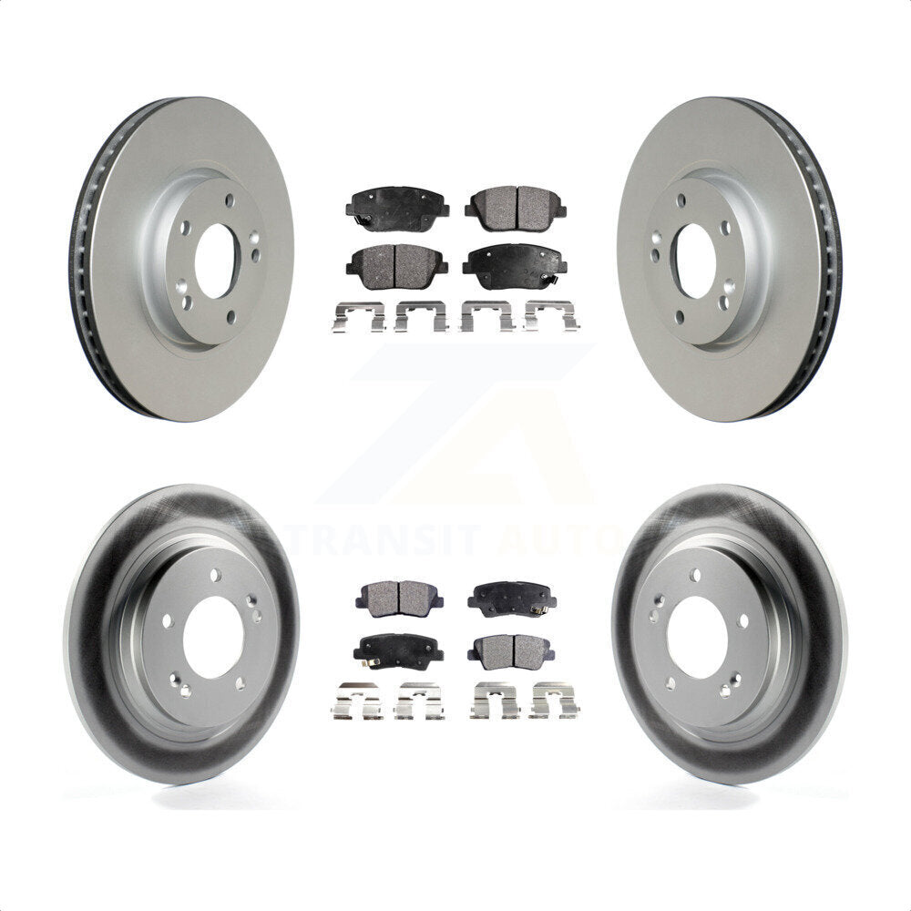 Front Rear Coated Disc Brake Rotors And Semi-Metallic Pads Kit For Kia Optima With Electric Parking KGF-100942 by Transit Auto