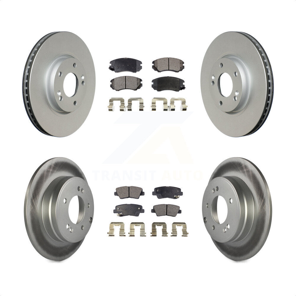 Front Rear Coated Disc Brake Rotors And Semi-Metallic Pads Kit For Hyundai Sonata 3.3L KGF-100948 by Transit Auto