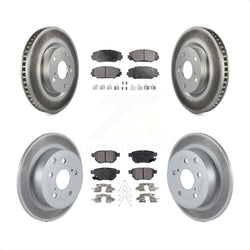 Front Rear Coated Disc Brake Rotors And Semi-Metallic Pads Kit For 2010 Toyota Matrix XRS KGF-100954