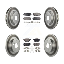 Front Rear Coated Disc Brake Rotors And Semi-Metallic Pads Kit For 2011-2016 Scion tC KGF-100958