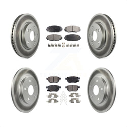 Front Rear Coated Disc Brake Rotors And Semi-Metallic Pads Kit For 2008-2015 Scion xB KGF-100963