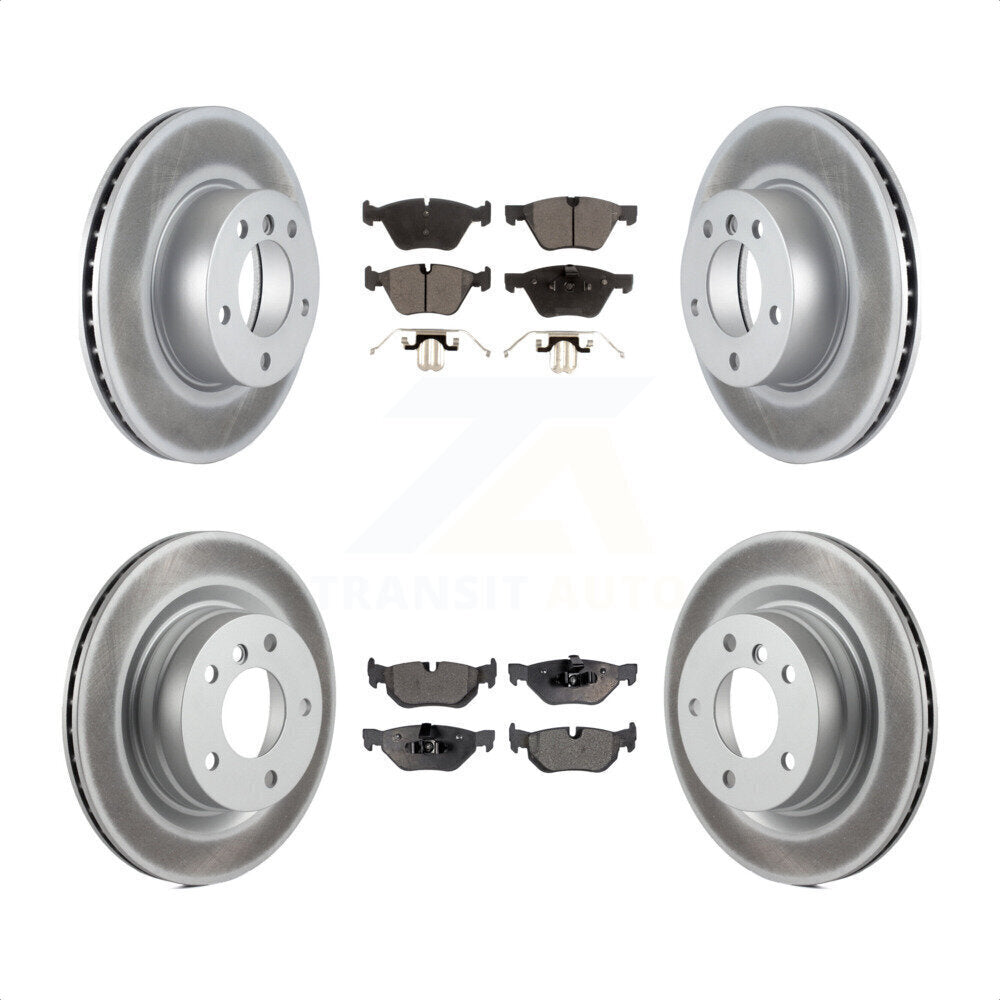 Front Rear Coated Disc Brake Rotors And Semi-Metallic Pads Kit For BMW 328i 325i 323i KGF-100964 by Transit Auto