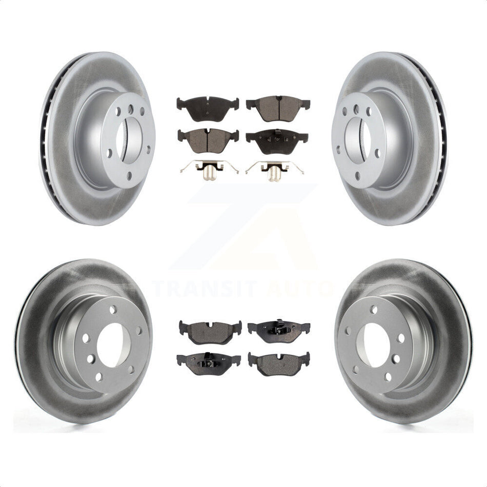 Front Rear Coated Disc Brake Rotors And Semi-Metallic Pads Kit For 2008-2013 BMW 128i KGF-100966 by Transit Auto