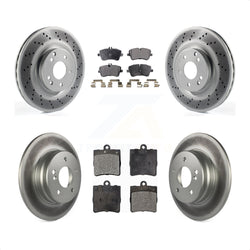Front Rear Coated Disc Brake Rotors And Semi-Metallic Pads Kit For 2007-2008 Mercedes-Benz SLK280 With Sport Package KGF-100980