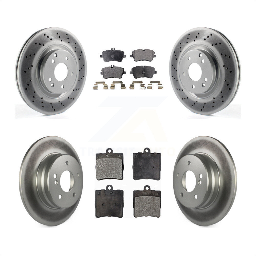 Front Rear Coated Disc Brake Rotors And Semi-Metallic Pads Kit For 2007-2008 Mercedes-Benz SLK280 With Sport Package KGF-100980 by Transit Auto