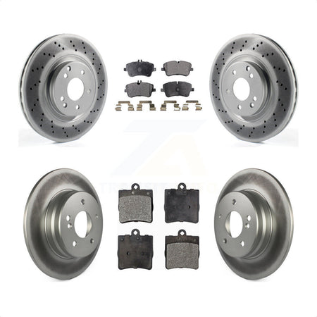 Front Rear Coated Disc Brake Rotors And Semi-Metallic Pads Kit For 2007-2008 Mercedes-Benz SLK280 With Sport Package KGF-100980 by Transit Auto